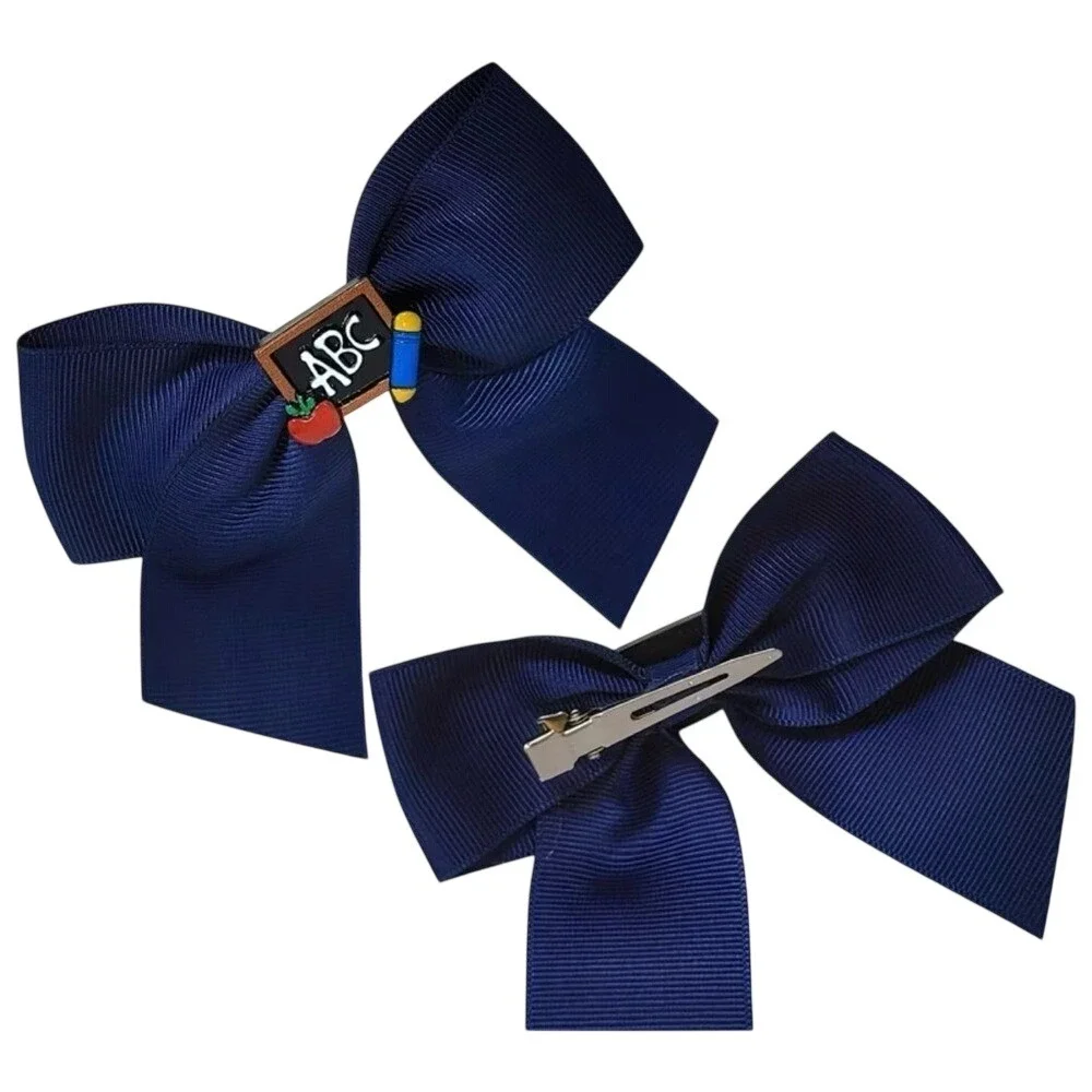Navy Blue‎ Kids Hair Bow Set of 2